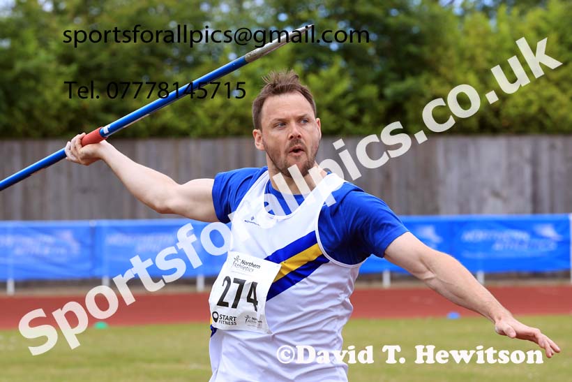 Senior Mens javelin 2024 Northern Senior and Under-20s Track and Field Champs, Middlesbrough.  Photo: David T. Hewitson/Sports for All Pics